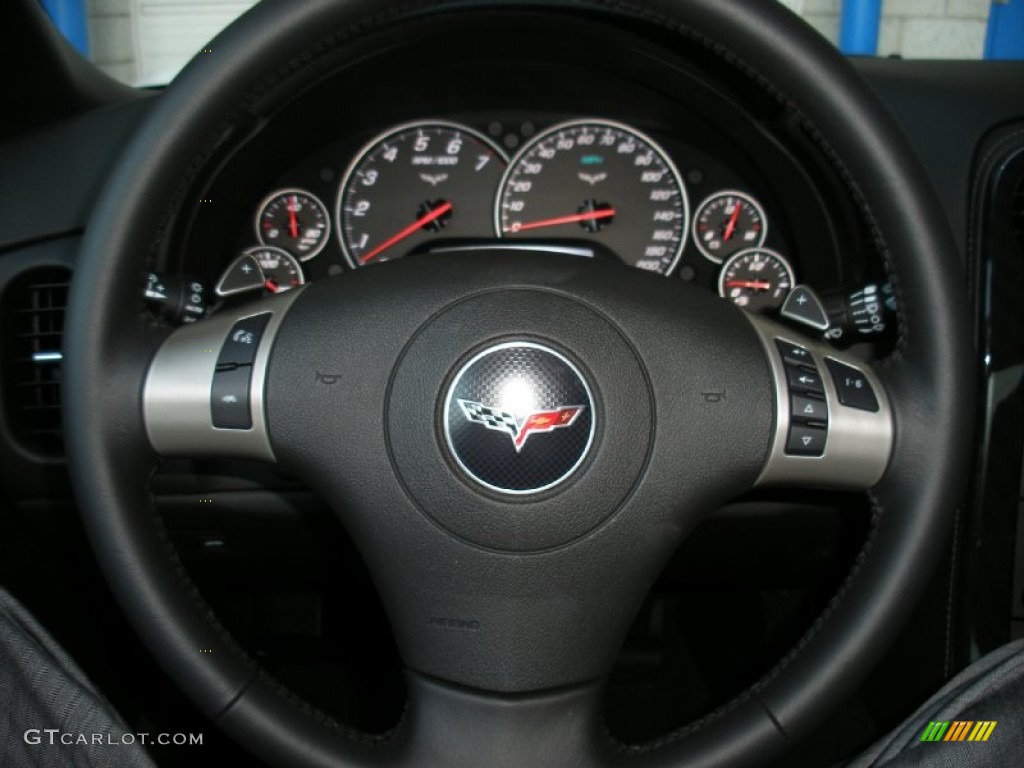 2011 Chevrolet Corvette Grand Sport Coupe Ebony Black Steering Wheel Photo #58050830