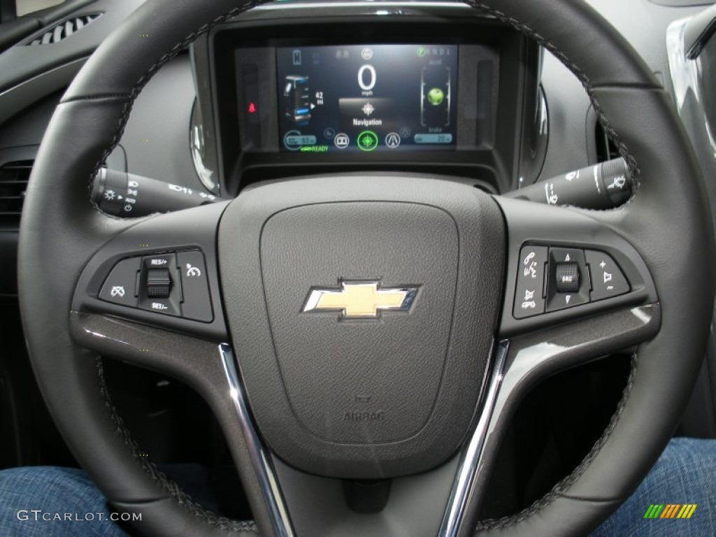 2012 Chevrolet Volt Hatchback Jet Black/Dark Accents Steering Wheel Photo #58051688