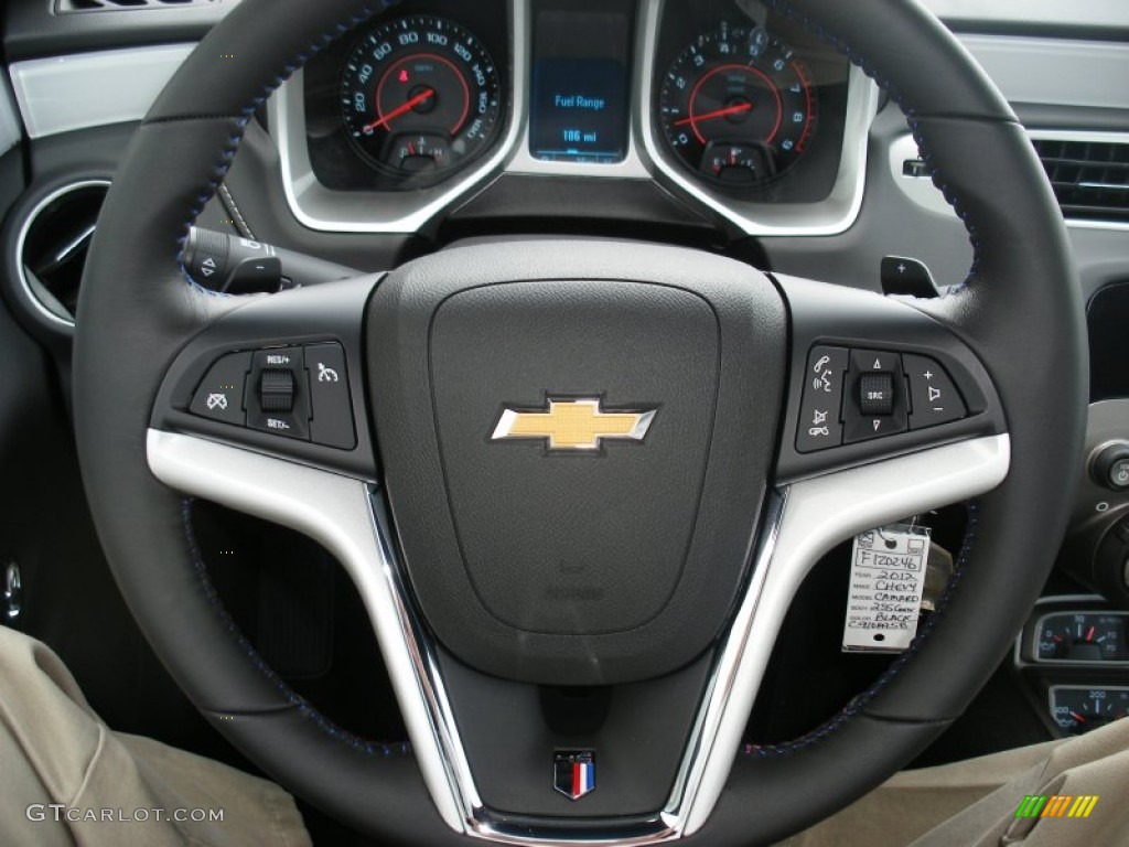 2012 Chevrolet Camaro SS 45th Anniversary Edition Convertible Jet Black Steering Wheel Photo #58053055