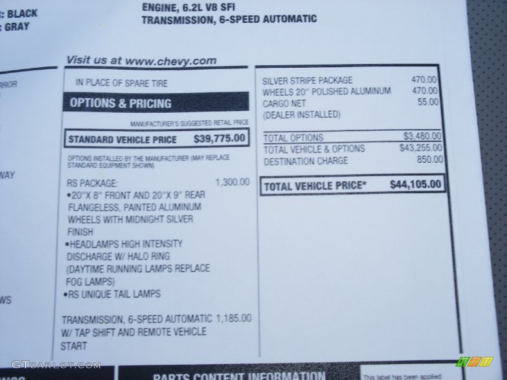 2011 Chevrolet Camaro SS Convertible Window Sticker Photo #58054061