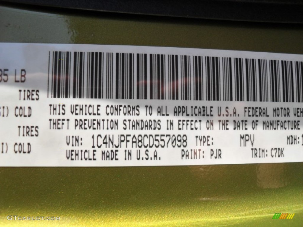 2012 Patriot Color Code PJR for Rescue Green Metallic Photo #58056436