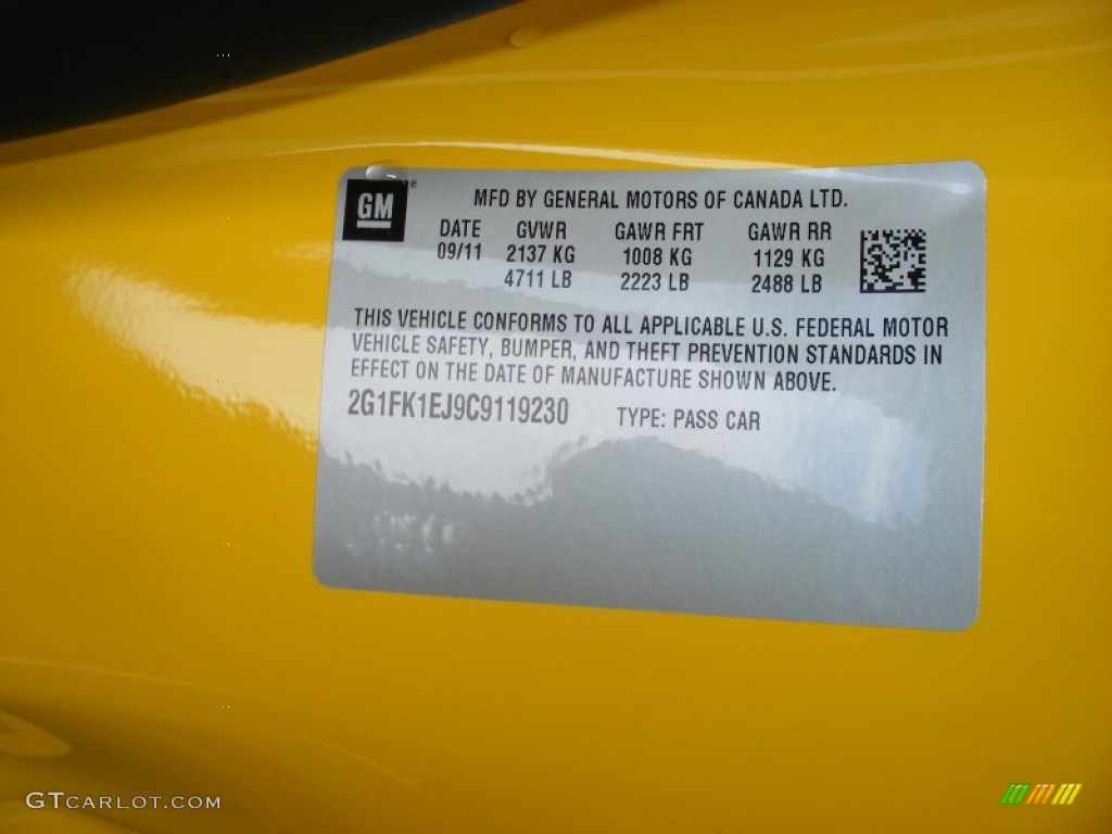 2012 Chevrolet Camaro SS Coupe Transformers Special Edition Info Tag Photo #58058144