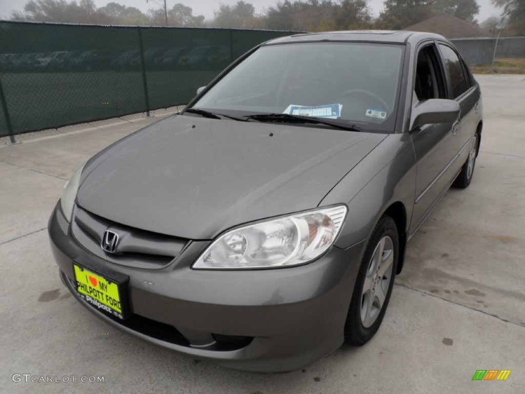 2004 Civic EX Sedan - Magnesium Metallic / Gray photo #7