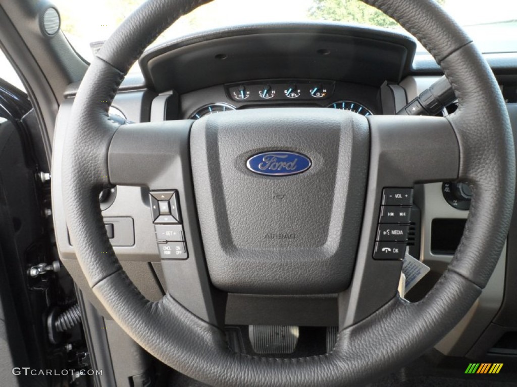 2012 Ford F150 XLT SuperCrew 4x4 Steel Gray Steering Wheel Photo #58063202