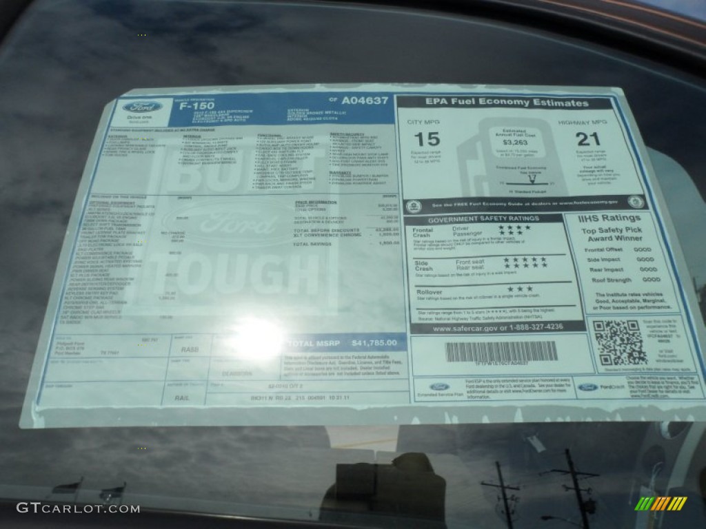 2012 Ford F150 XLT SuperCrew 4x4 Window Sticker Photo #58064527