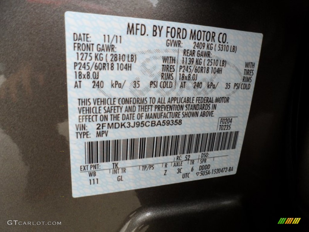 2012 Edge Color Code TK for Mineral Grey Metallic Photo #58065145