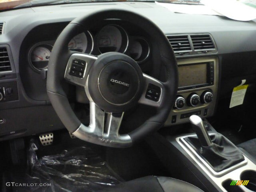 2012 Dodge Challenger SRT8 392 Dark Slate Gray Steering Wheel Photo #58074148