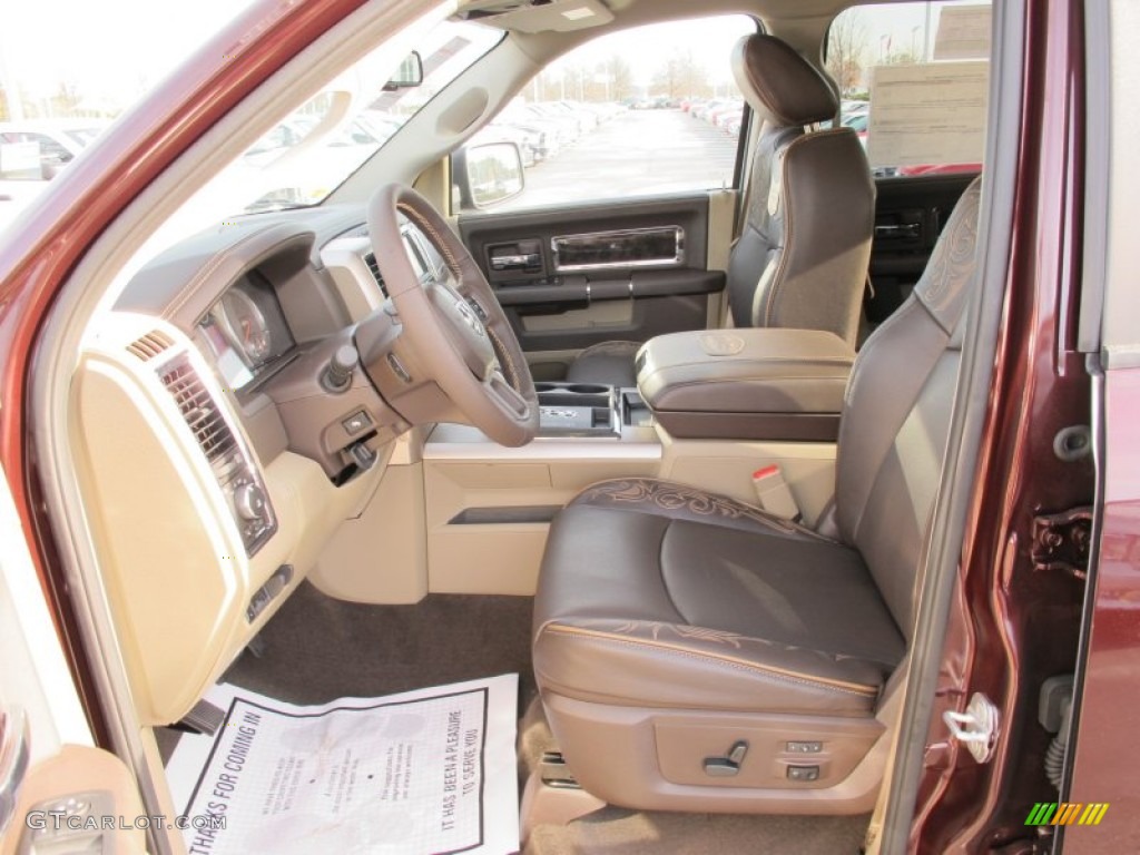 2012 Ram 1500 Laramie Longhorn Crew Cab 4x4 - Deep Molten Red Pearl / Light Pebble Beige/Bark Brown photo #7