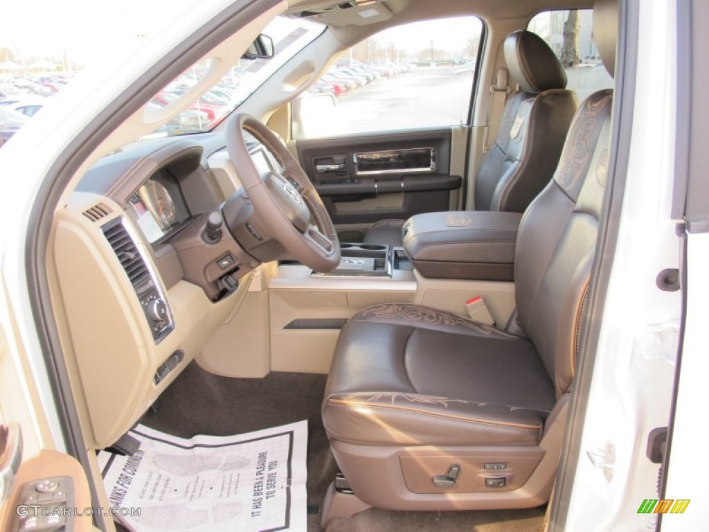 Light Pebble Beige/Bark Brown Interior 2012 Dodge Ram 1500 Laramie Longhorn Crew Cab 4x4 Photo #58075993