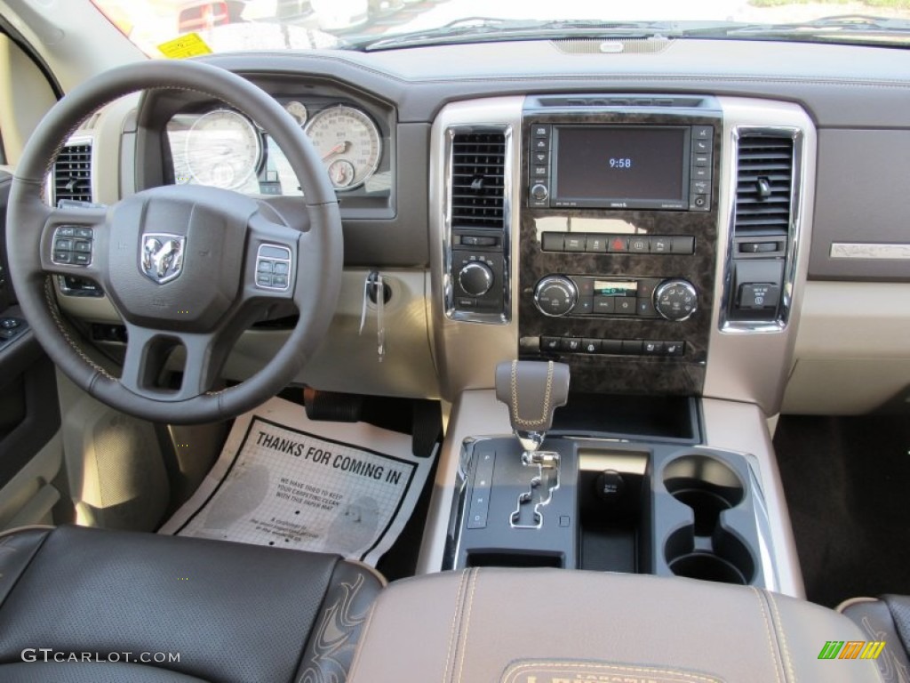 2012 Ram 1500 Laramie Longhorn Crew Cab 4x4 - Black / Light Pebble Beige/Bark Brown photo #10