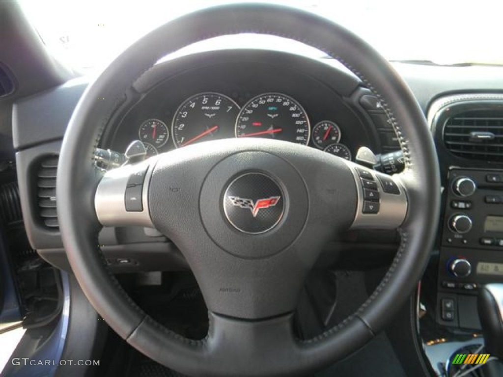 2011 Chevrolet Corvette Coupe Ebony Black Steering Wheel Photo #58079125