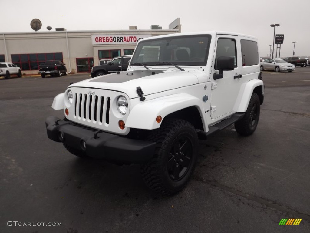 2012 Wrangler Sahara Arctic Edition 4x4 - Bright White / Black with Polar White Accents/Orange Stitching photo #1