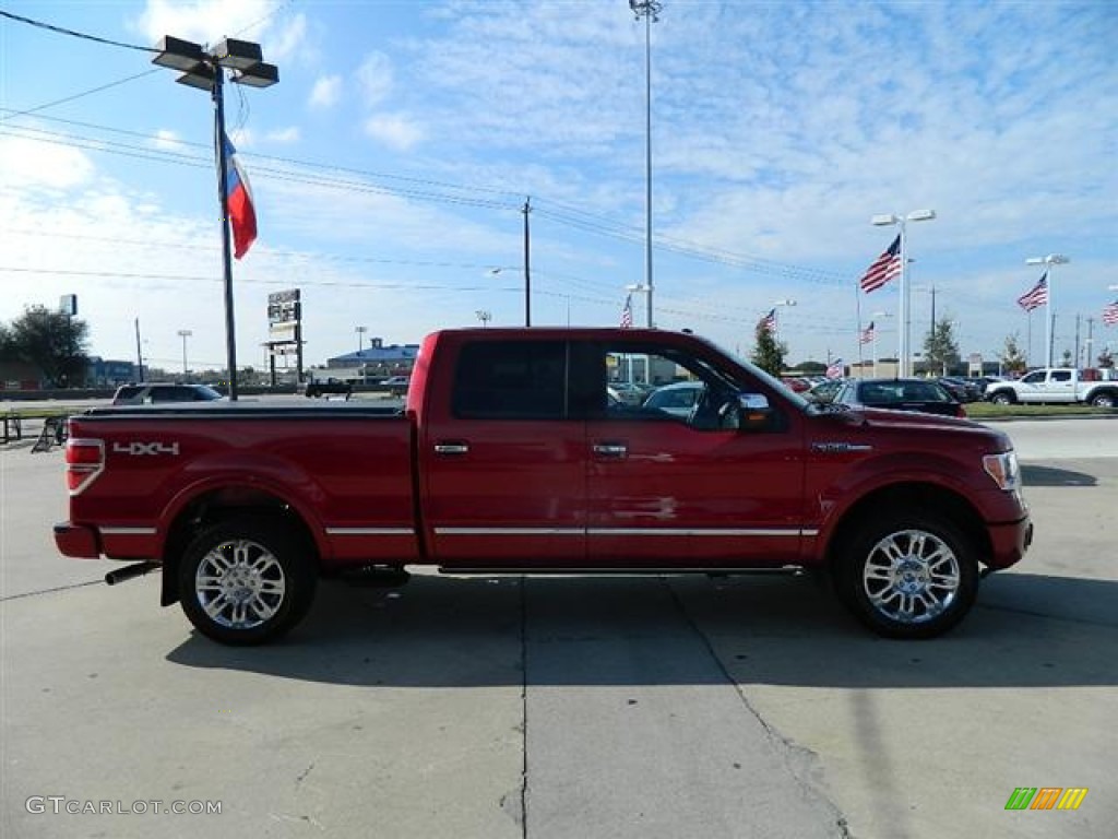 2010 F150 Platinum SuperCrew 4x4 - Red Candy Metallic / Sienna Brown Leather/Black photo #4