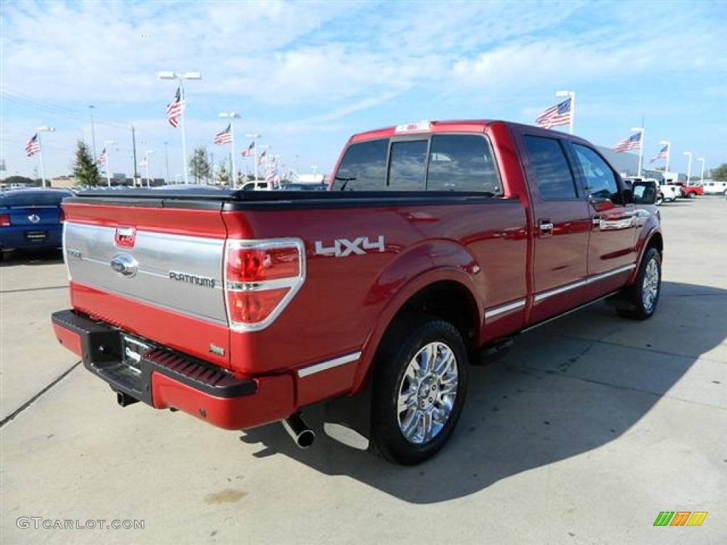 2010 F150 Platinum SuperCrew 4x4 - Red Candy Metallic / Sienna Brown Leather/Black photo #5