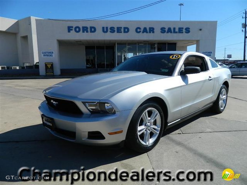 2010 Mustang V6 Coupe - Brilliant Silver Metallic / Stone photo #1