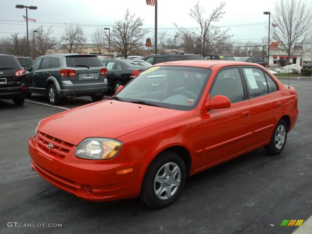 2005 Accent GLS Sedan - Retro Red / Gray photo #1