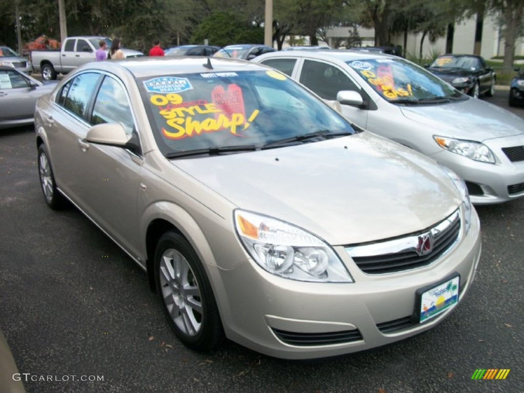 2009 Aura XE - Gold Mist Metallic / Tan photo #8