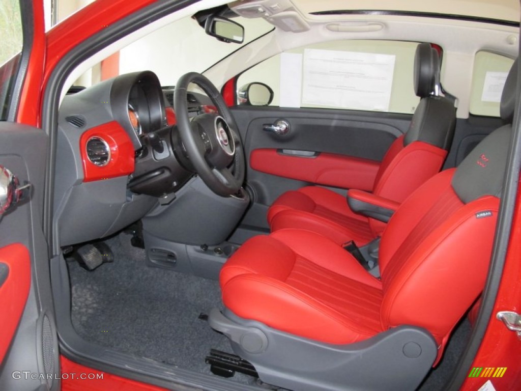 Pelle Rosso/Nera (Red/Black) Interior 2012 Fiat 500 c cabrio Lounge Photo #58108967