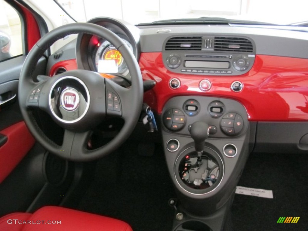 2012 Fiat 500 c cabrio Lounge Pelle Rosso/Nera (Red/Black) Dashboard Photo #58109014