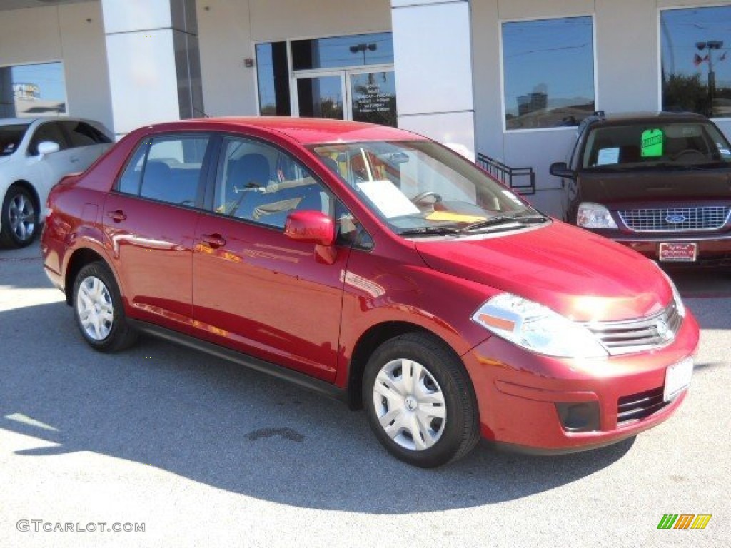 2010 Versa 1.8 S Sedan - Red Brick Metallic / Charcoal photo #1