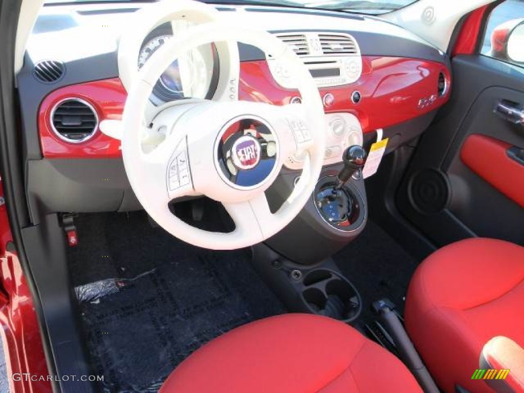 2012 Fiat 500 c cabrio Pop Tessuto Rosso/Avorio (Red/Ivory) Dashboard Photo #58112033