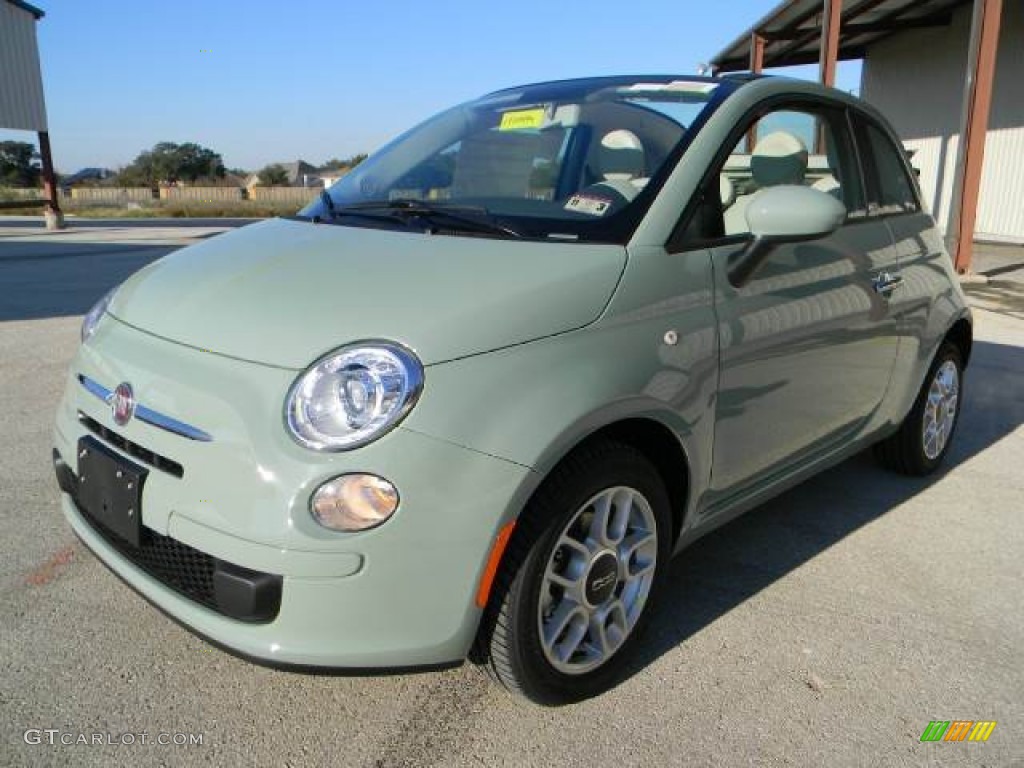 2012 500 c cabrio Pop - Verde Chiaro (Light Green) / Tessuto Marrone/Avorio (Brown/Ivory) photo #1