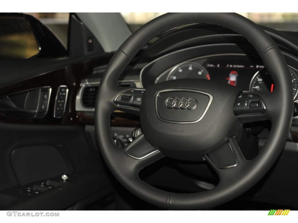 2012 Audi A7 3.0T quattro Premium Black Steering Wheel Photo #58112759