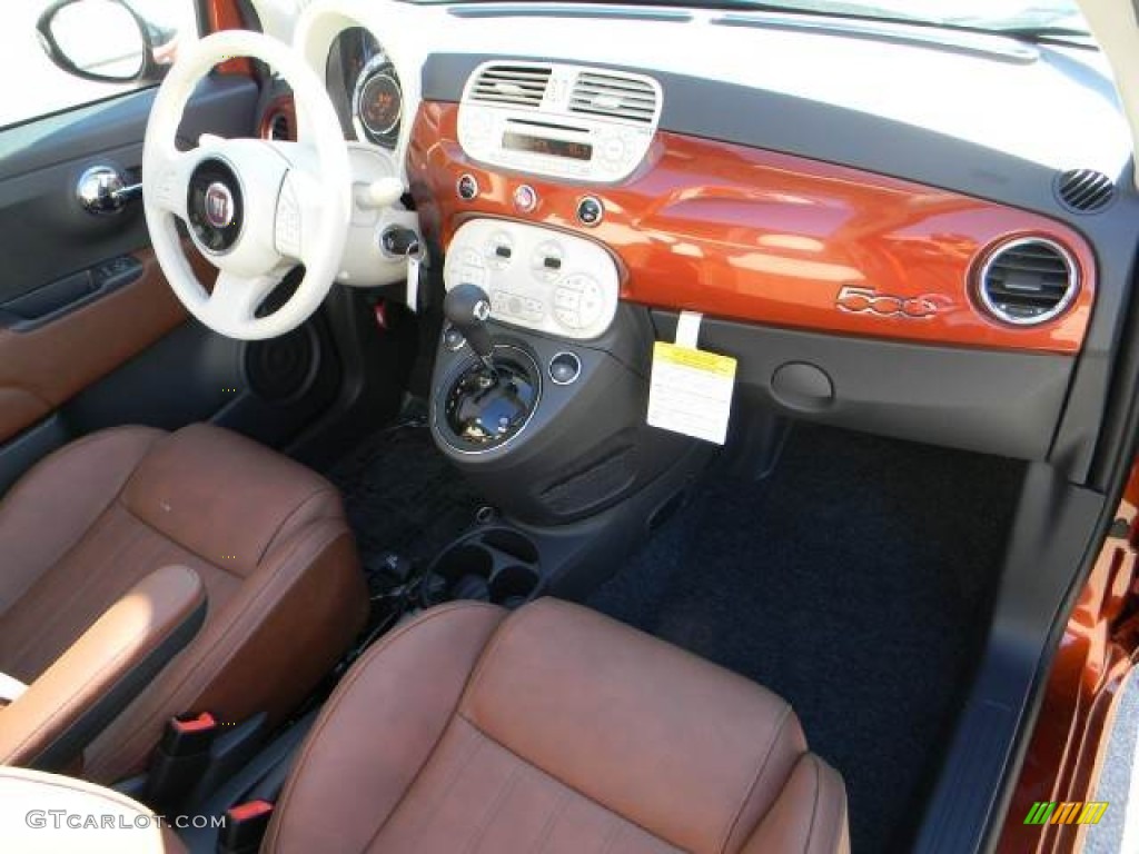 2012 Fiat 500 c cabrio Lounge Pelle Marrone/Avorio (Brown/Ivory) Dashboard Photo #58113758