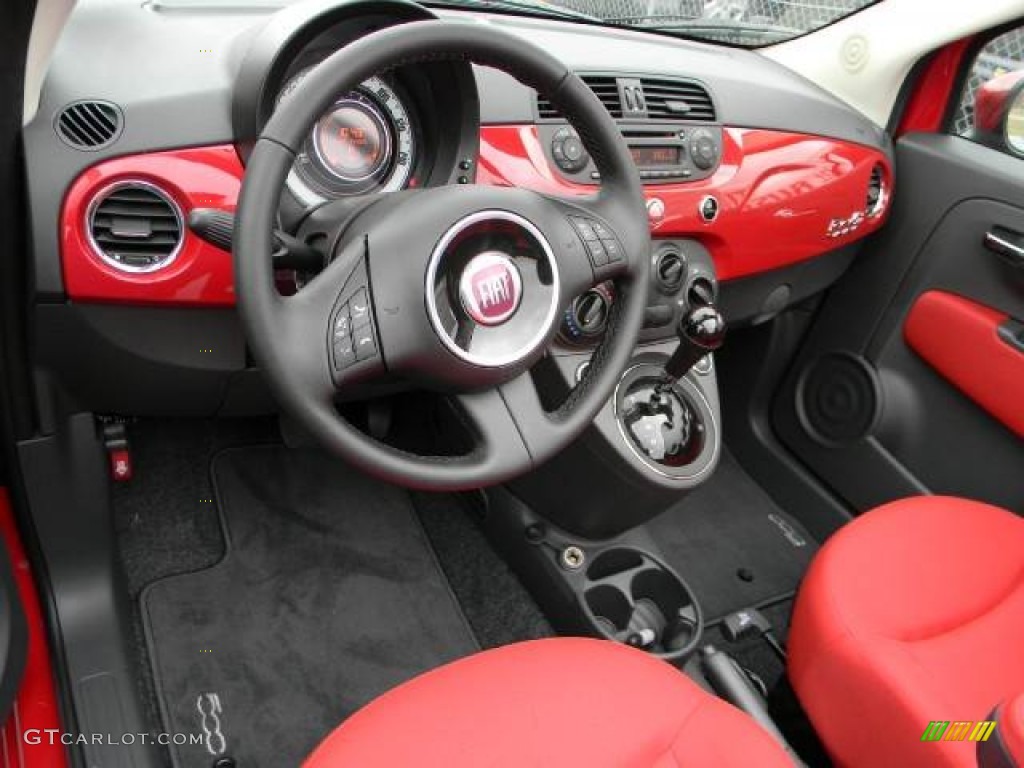 Tessuto Rosso Nero Red Black Interior 2012 Fiat 500 C