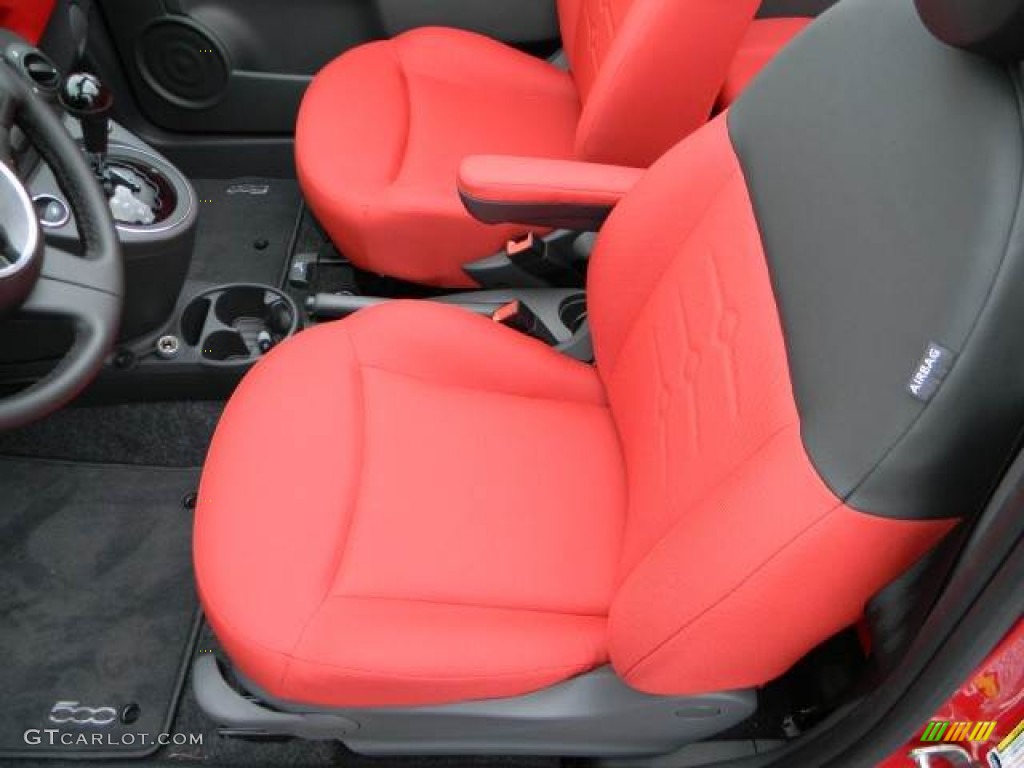 Tessuto Rosso/Nero (Red/Black) Interior 2012 Fiat 500 c cabrio Pop Photo #58115399