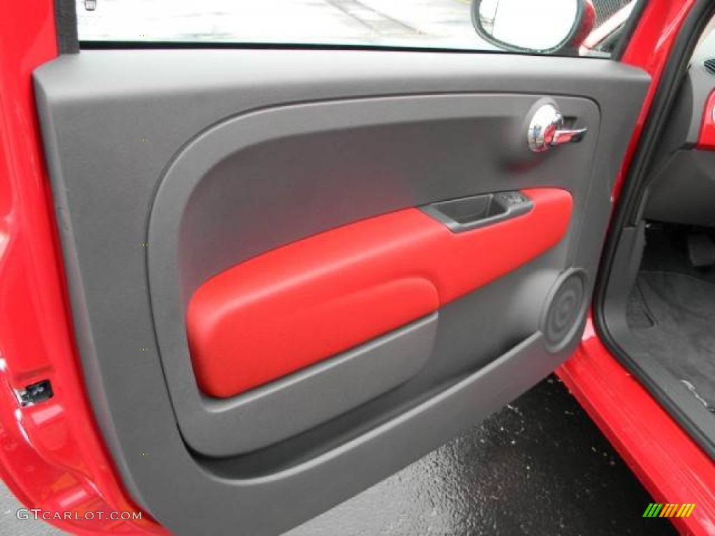 2012 Fiat 500 c cabrio Pop Tessuto Rosso/Nero (Red/Black) Door Panel Photo #58115408