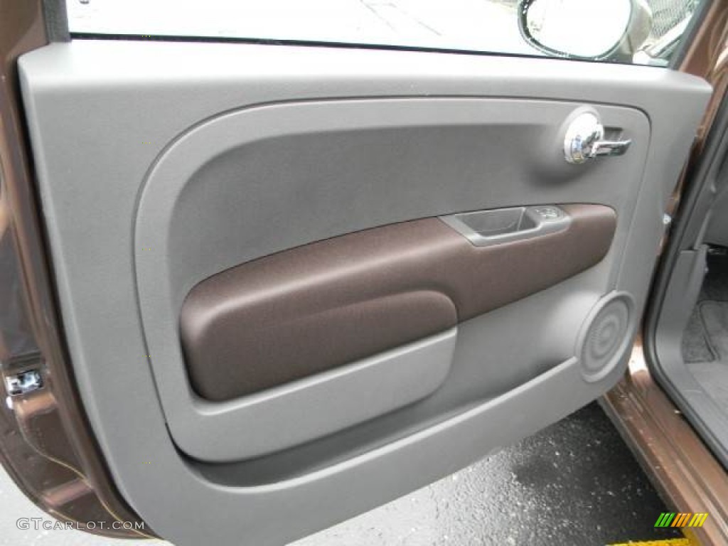 2012 Fiat 500 c cabrio Pop Tessuto Marrone/Avorio (Brown/Ivory) Door Panel Photo #58115645