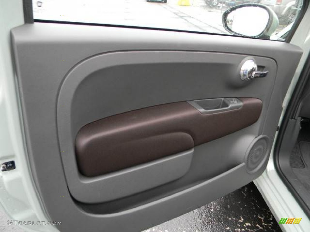 2012 Fiat 500 c cabrio Pop Tessuto Marrone/Avorio (Brown/Ivory) Door Panel Photo #58115729