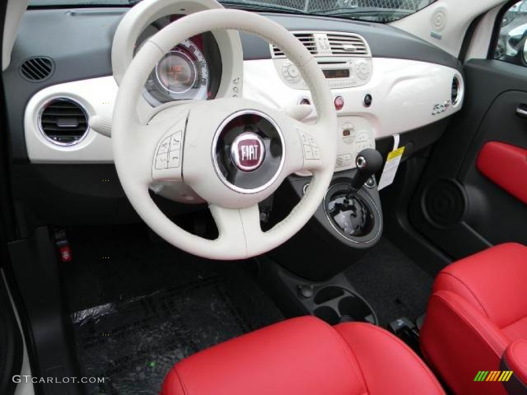 2012 Fiat 500 c cabrio Lounge Tessuto Rosso/Avorio (Red/Ivory) Dashboard Photo #58115948
