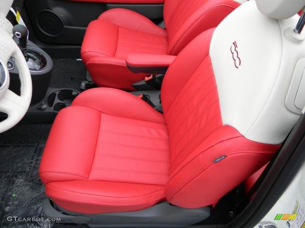 2012 500 c cabrio Lounge - Bianco Perla (Pearl White) / Tessuto Rosso/Avorio (Red/Ivory) photo #7