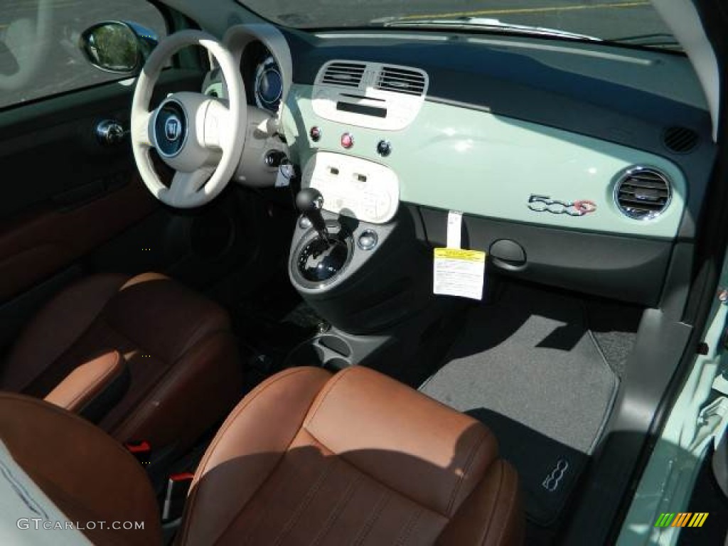 2012 500 c cabrio Lounge - Verde Chiaro (Light Green) / Pelle Marrone/Avorio (Brown/Ivory) photo #5