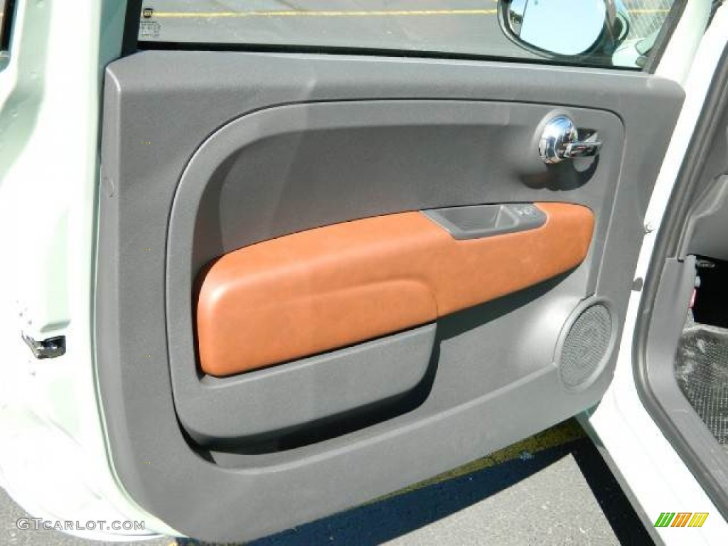 2012 Fiat 500 c cabrio Lounge Pelle Marrone/Avorio (Brown/Ivory) Door Panel Photo #58118453
