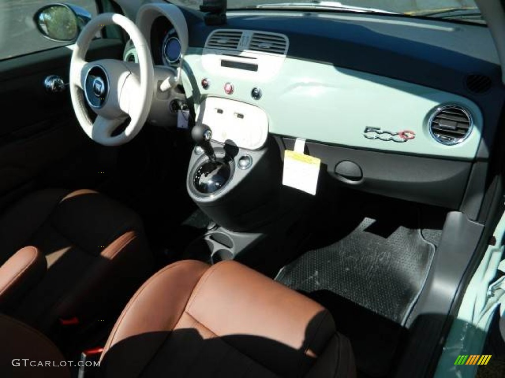 2012 500 c cabrio Lounge - Verde Chiaro (Light Green) / Pelle Marrone/Avorio (Brown/Ivory) photo #5