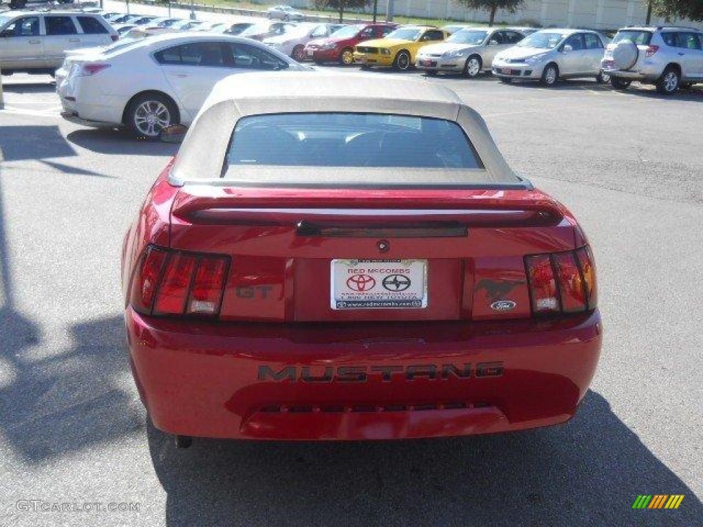 2000 Mustang V6 Convertible - Laser Red Metallic / Medium Parchment photo #6