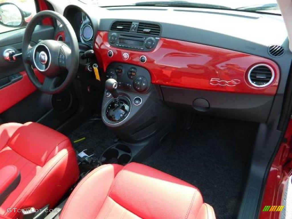 2012 500 c cabrio Lounge - Rosso Brillante (Red) / Pelle Rosso/Nera (Red/Black) photo #4