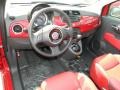 Pelle Rosso/Nera (Red/Black) 2012 Fiat 500 c cabrio Lounge Dashboard