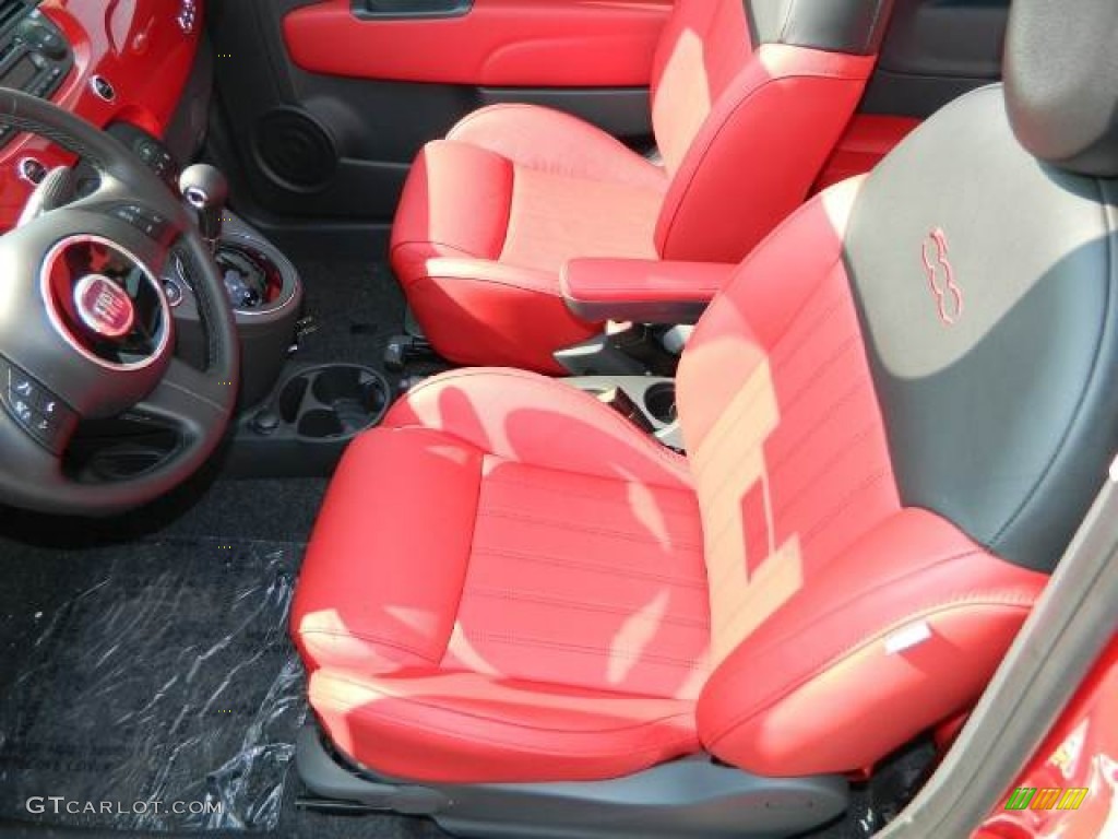 Pelle Rosso/Nera (Red/Black) Interior 2012 Fiat 500 c cabrio Lounge Photo #58120232