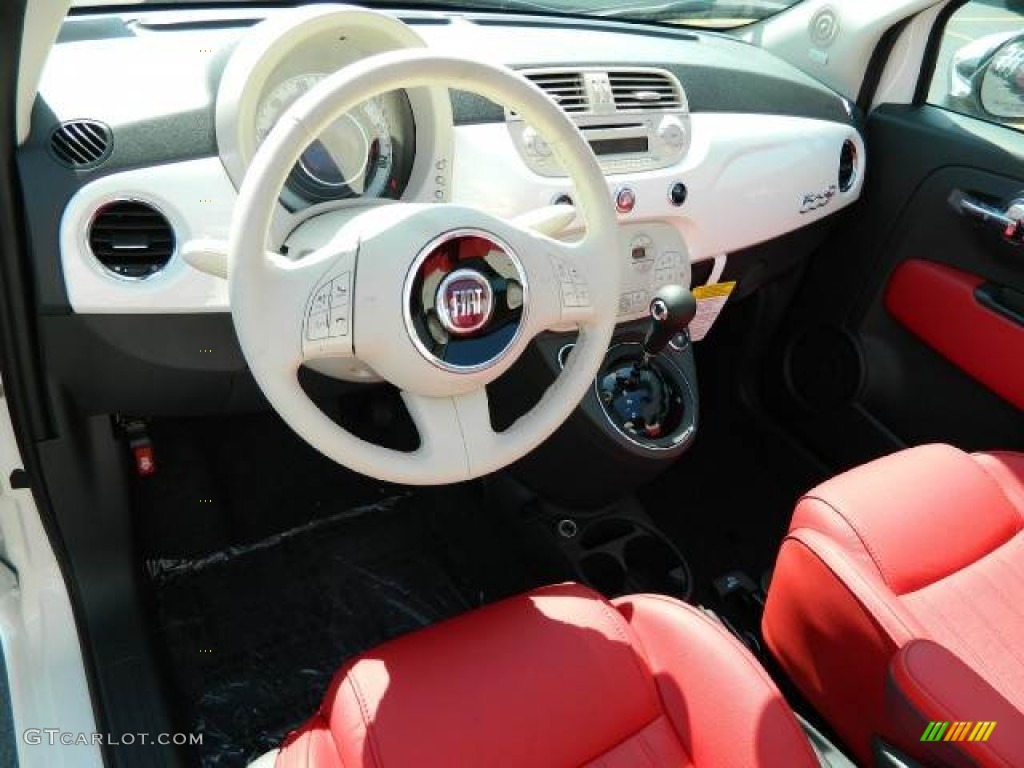 2012 Fiat 500 c cabrio Lounge Tessuto Rosso/Avorio (Red/Ivory) Dashboard Photo #58120748