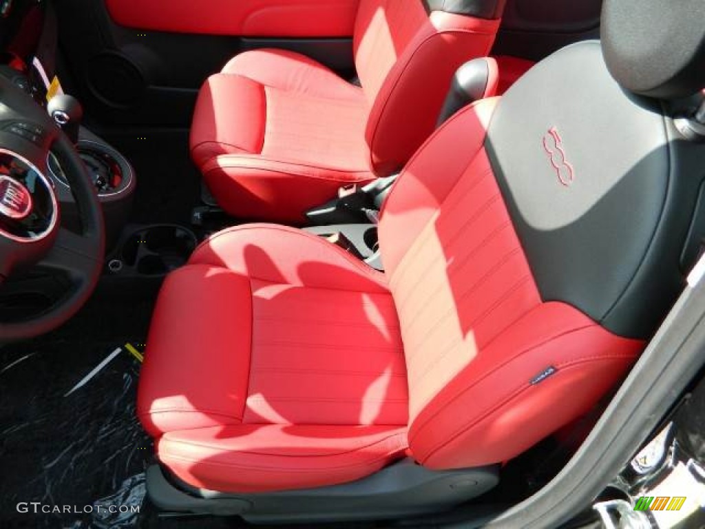 Pelle Rosso/Nera (Red/Black) Interior 2012 Fiat 500 c cabrio Lounge Photo #58120865