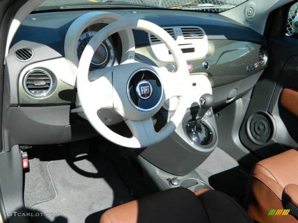 2012 Fiat 500 c cabrio Lounge Pelle Marrone/Avorio (Brown/Ivory) Dashboard Photo #58121087