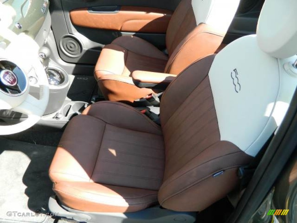 Pelle Marrone/Avorio (Brown/Ivory) Interior 2012 Fiat 500 c cabrio Lounge Photo #58121096