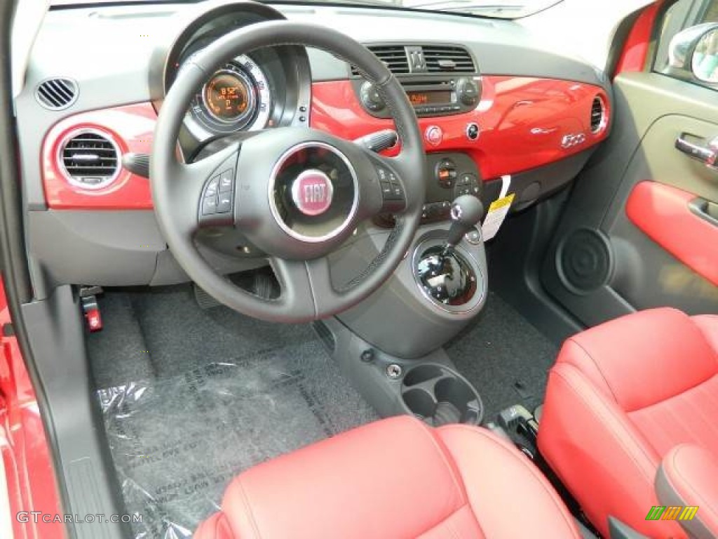 2012 500 Lounge - Rosso Brillante (Red) / Pelle Rosso/Nera (Red/Black) photo #6