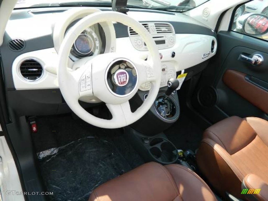 2012 Fiat 500 c cabrio Lounge Pelle Marrone/Avorio (Brown/Ivory) Dashboard Photo #58122926