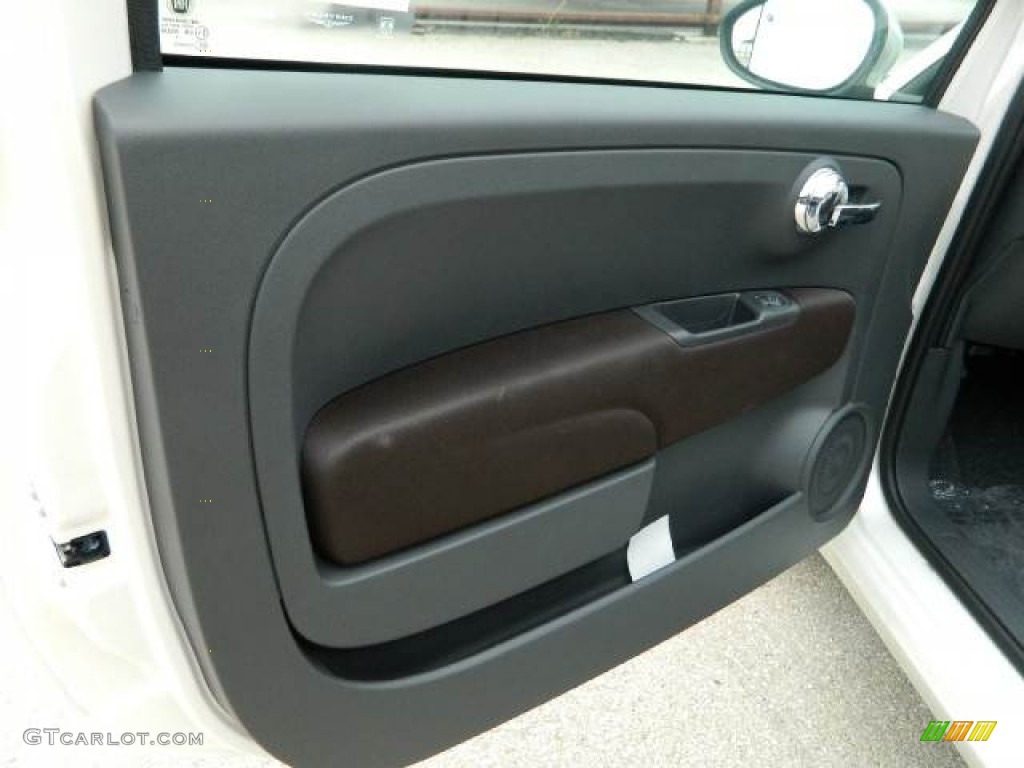 2012 Fiat 500 c cabrio Pop Tessuto Marrone/Avorio (Brown/Ivory) Door Panel Photo #58123910
