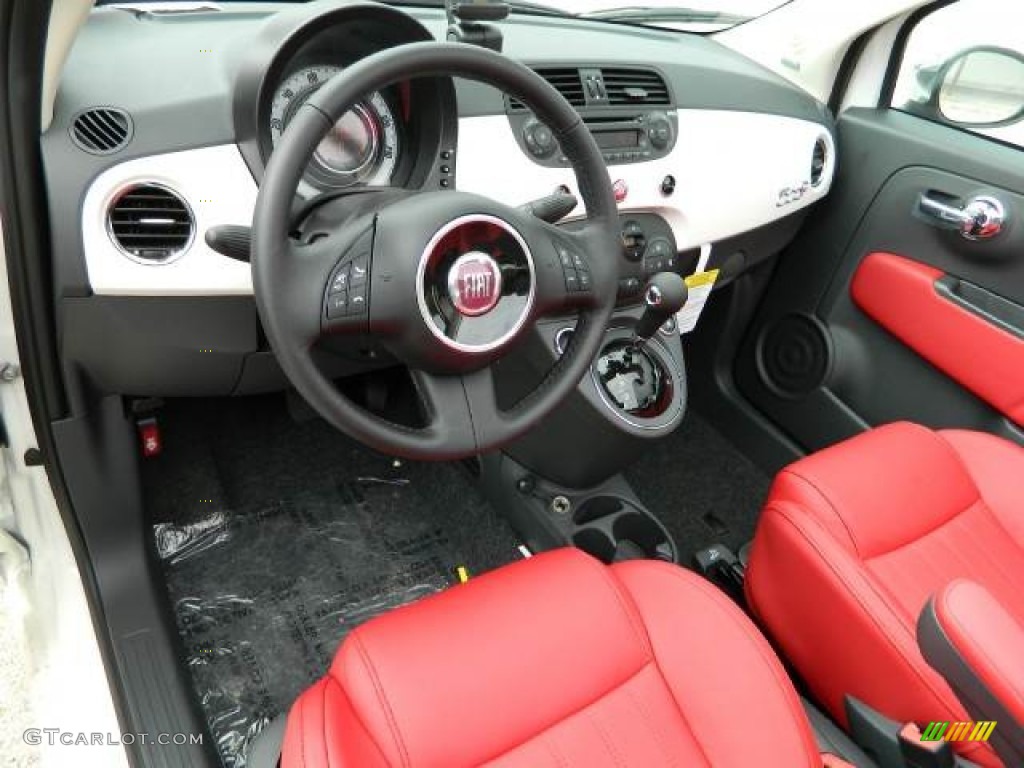 Pelle Rosso/Nera (Red/Black) Interior 2012 Fiat 500 c cabrio Lounge Photo #58126667